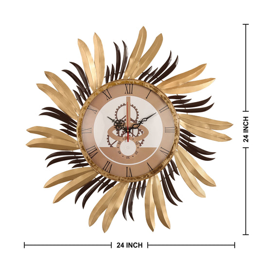 Radiant Leaf Gear Wall Clock