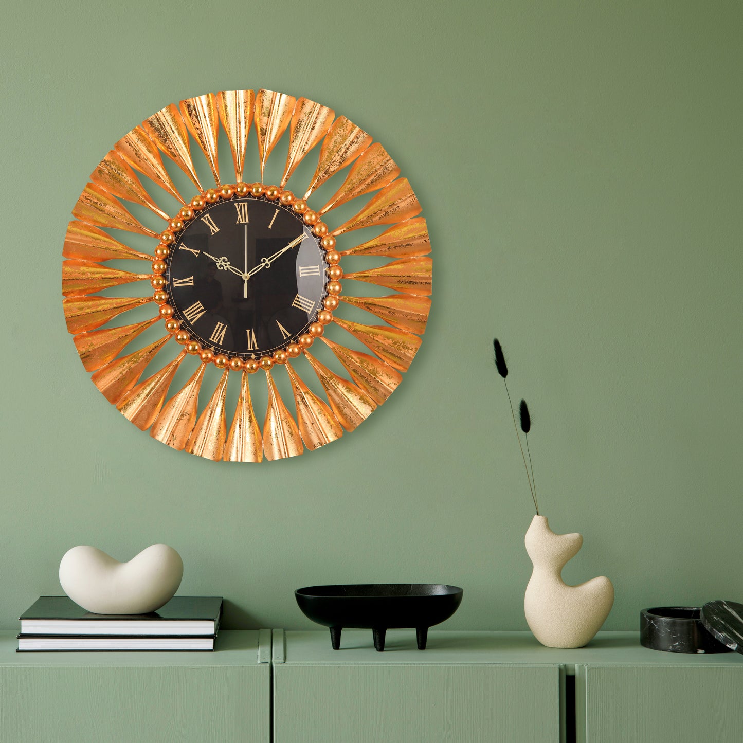 Copper Fanfare Roman Wall Clock