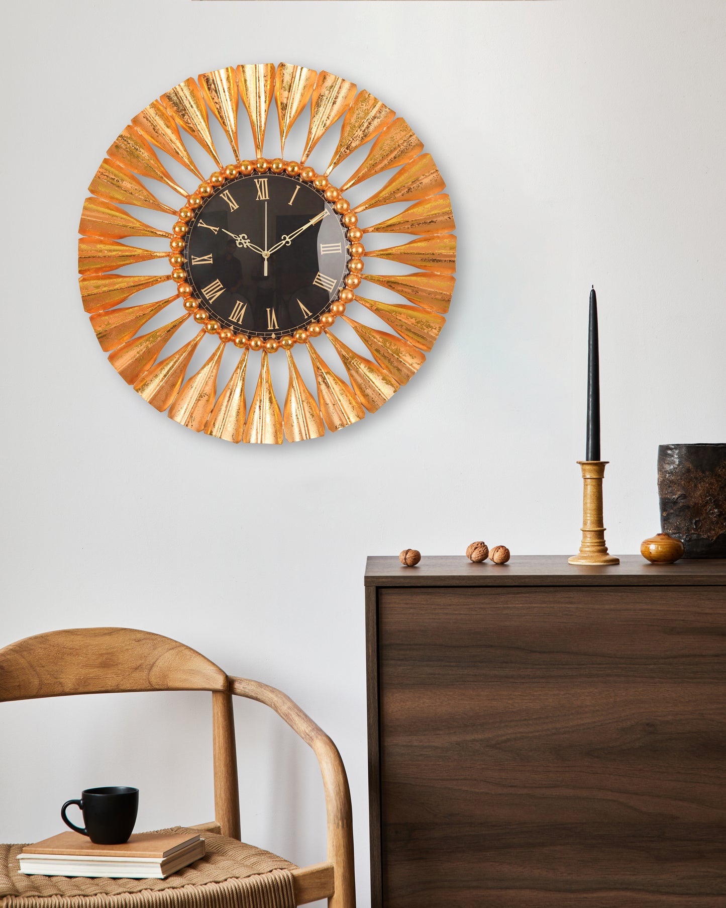 Copper Fanfare Roman Wall Clock