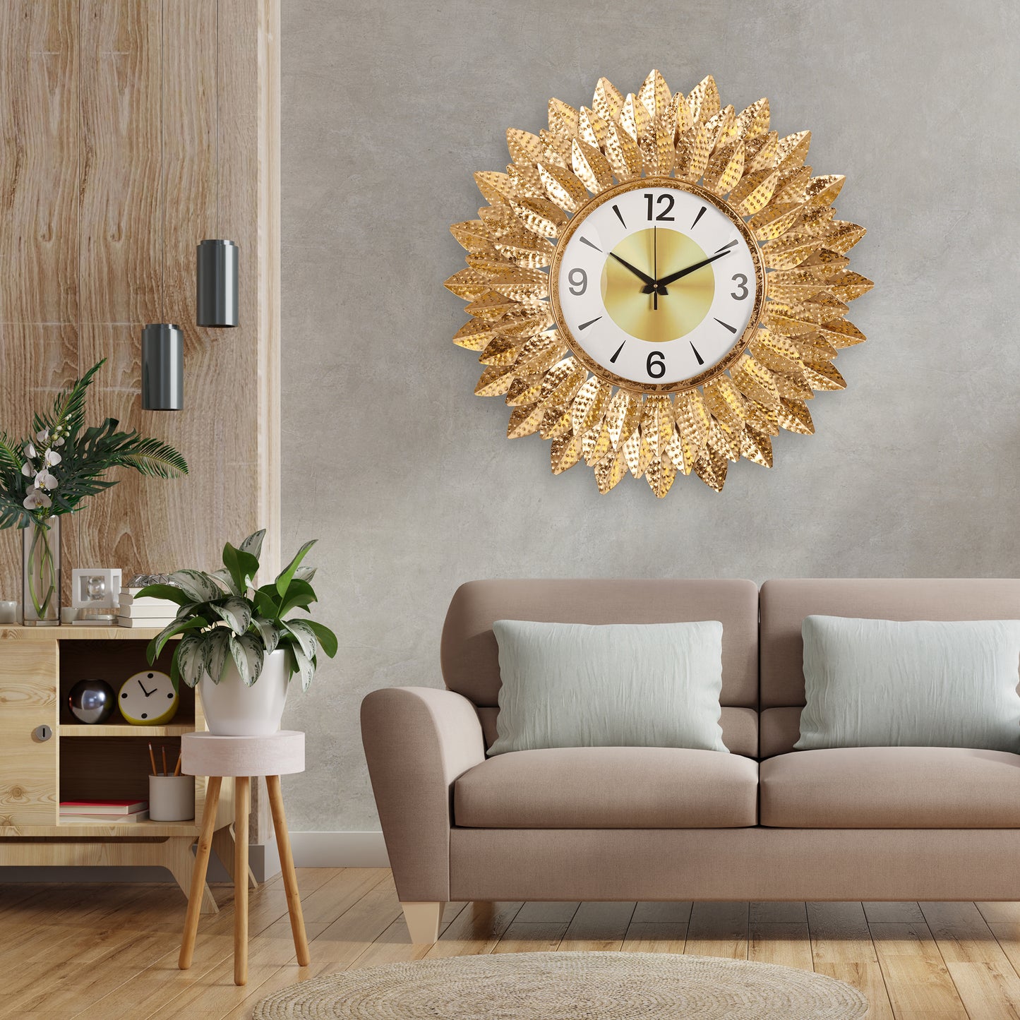 Bronzed Hammered Ray Wall Clock