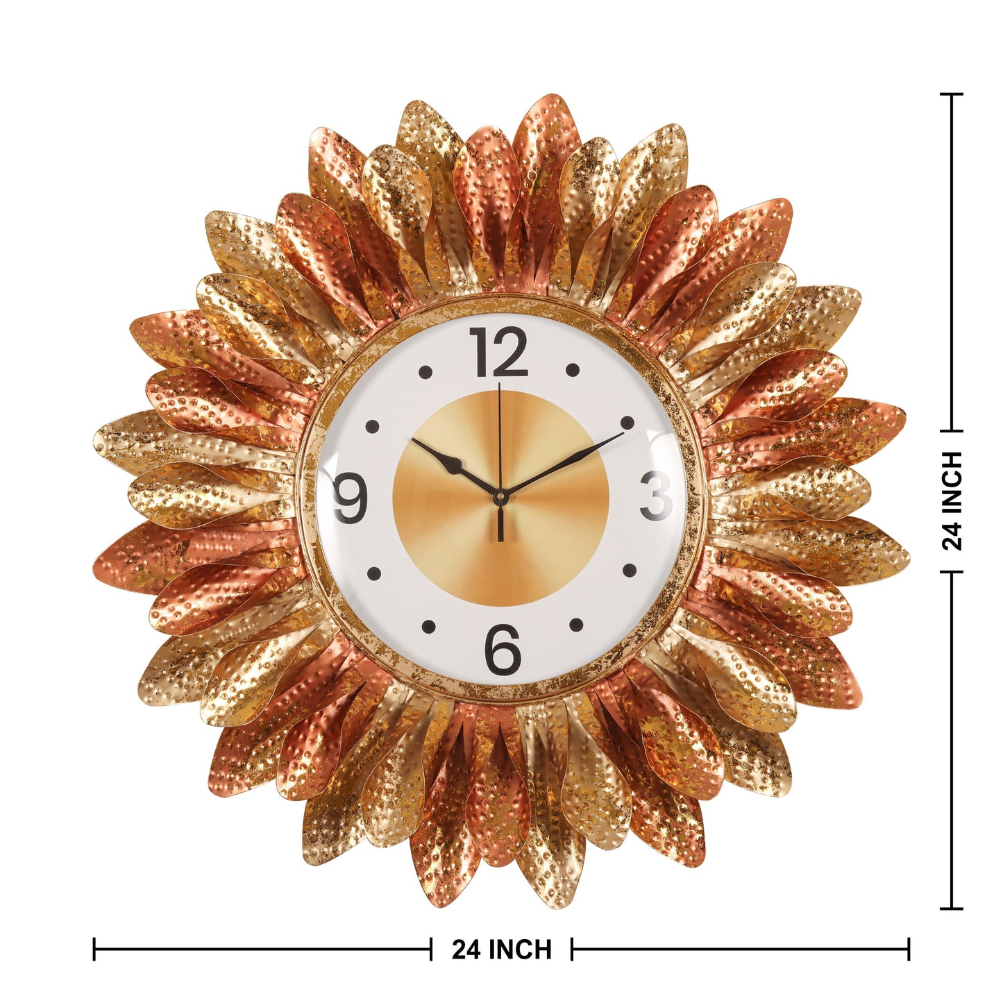 Golden Stripe Petal Wall Clock