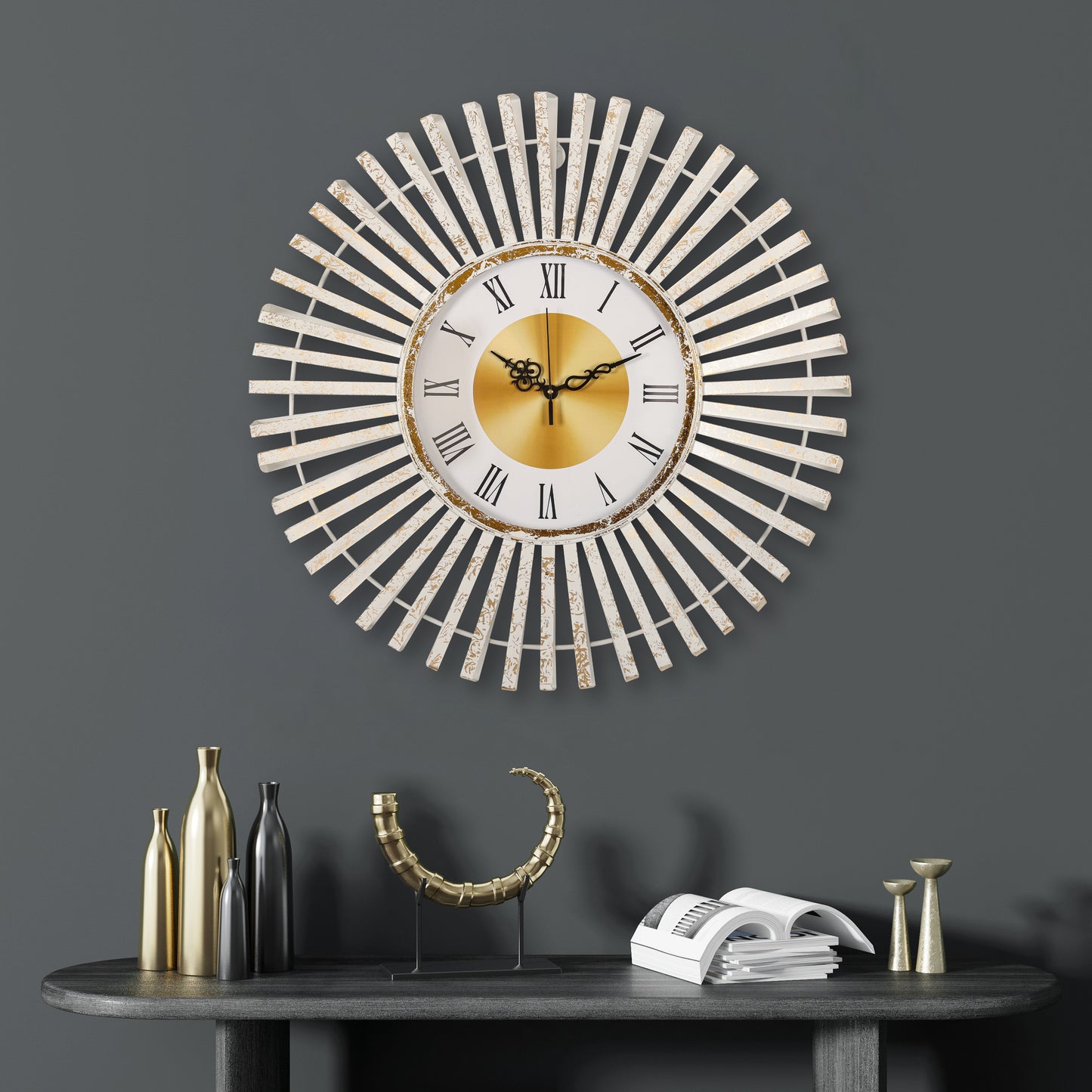 Vintage Petal Halo Wall Clock