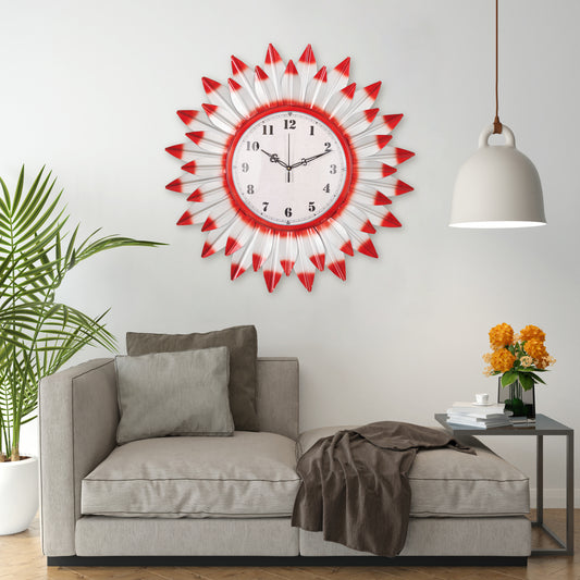Crimson Bloom Edge Wall Clock