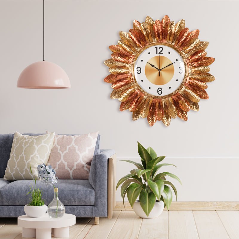Golden Stripe Petal Wall Clock