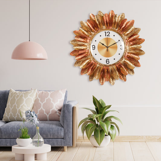 Golden Stripe Petal Wall Clock