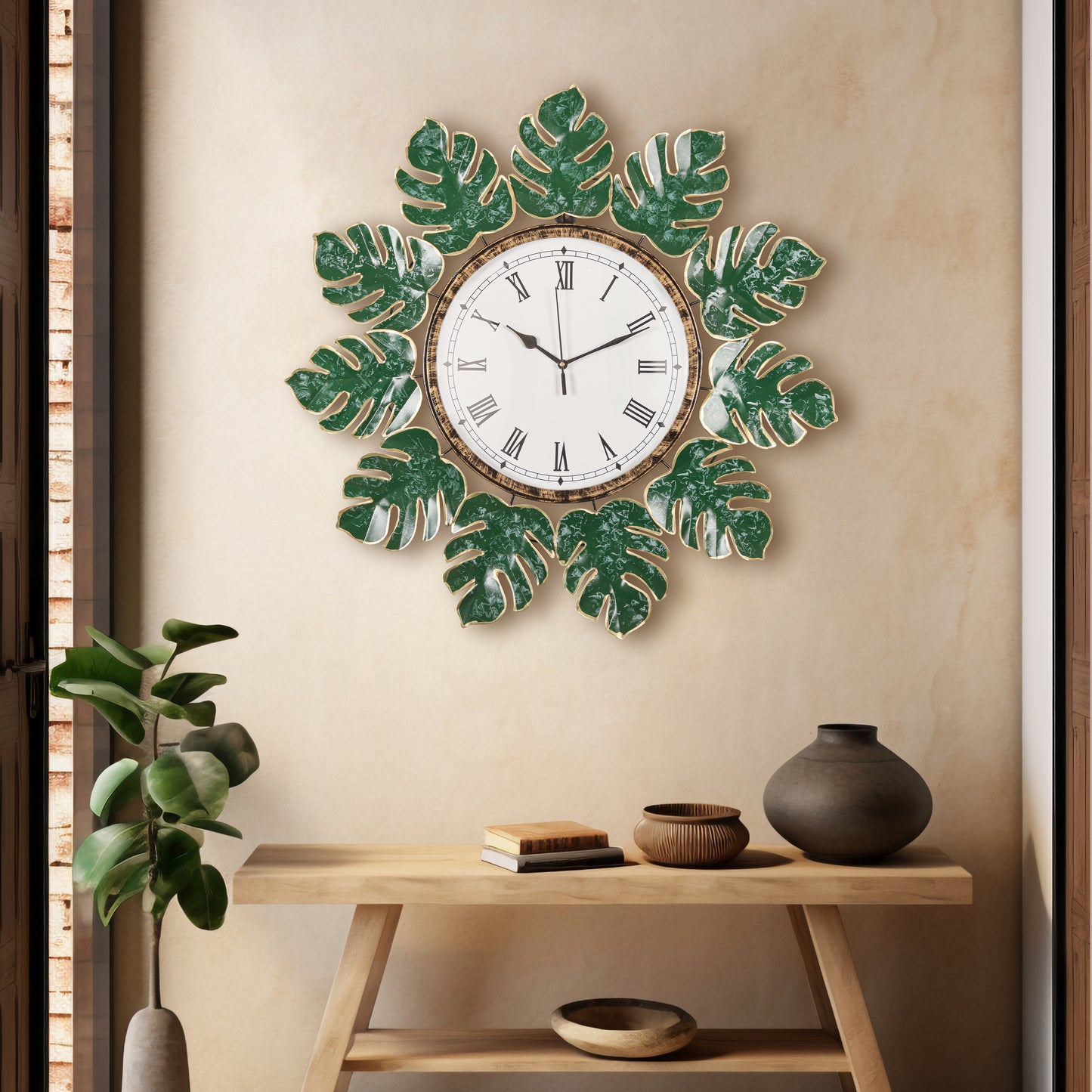 Wall Clock- Monstera Garden Timepiece