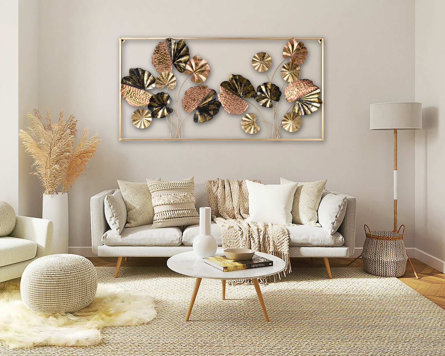 Copper Lotus Garden Wall Art