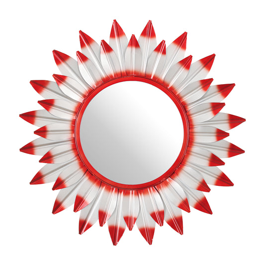 Red Stripe Petal Wall Mirror