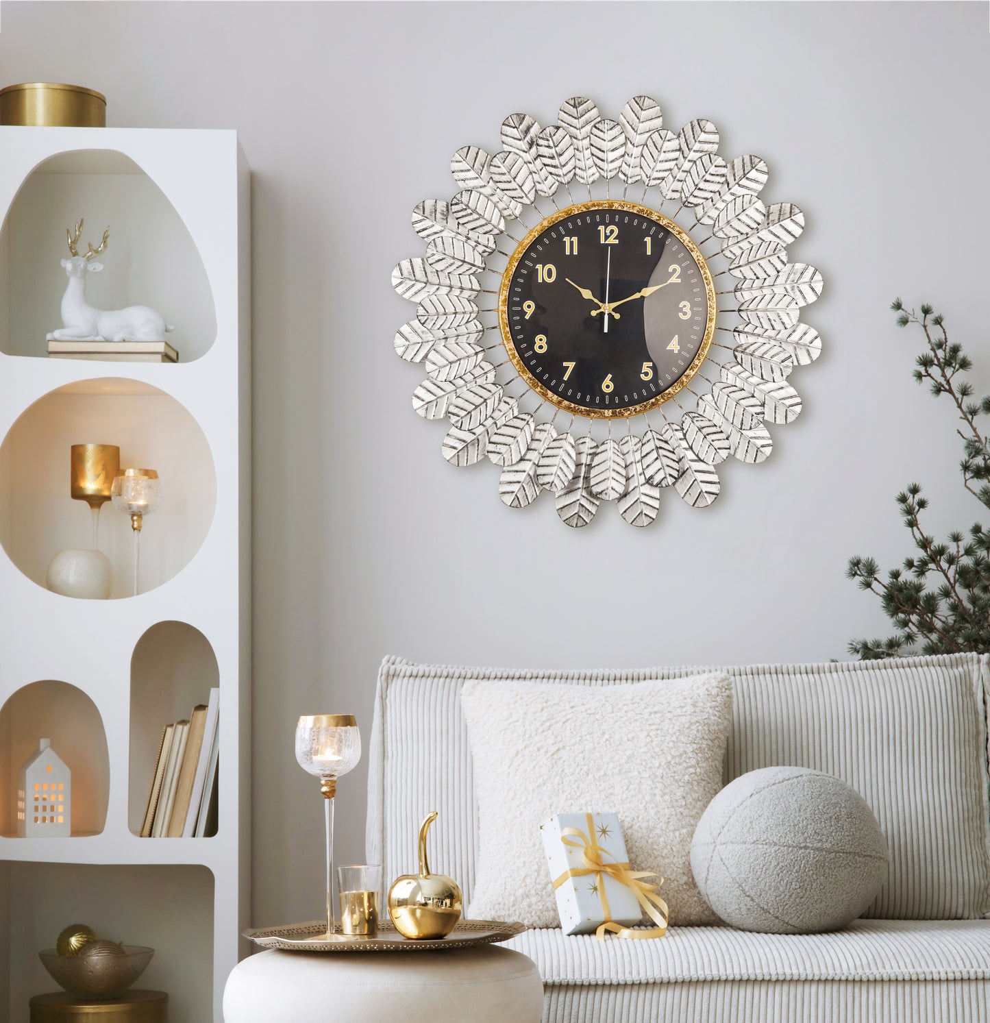 Botanical Arrow Accent Wall Clock