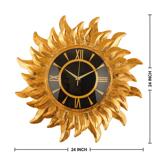 Golden Sunfire Roman Wall Clock