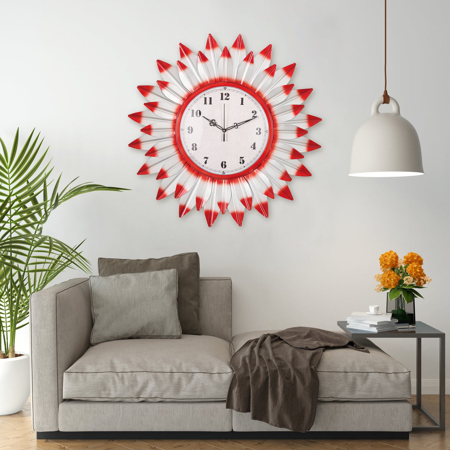 Crimson Bloom Edge Wall Clock