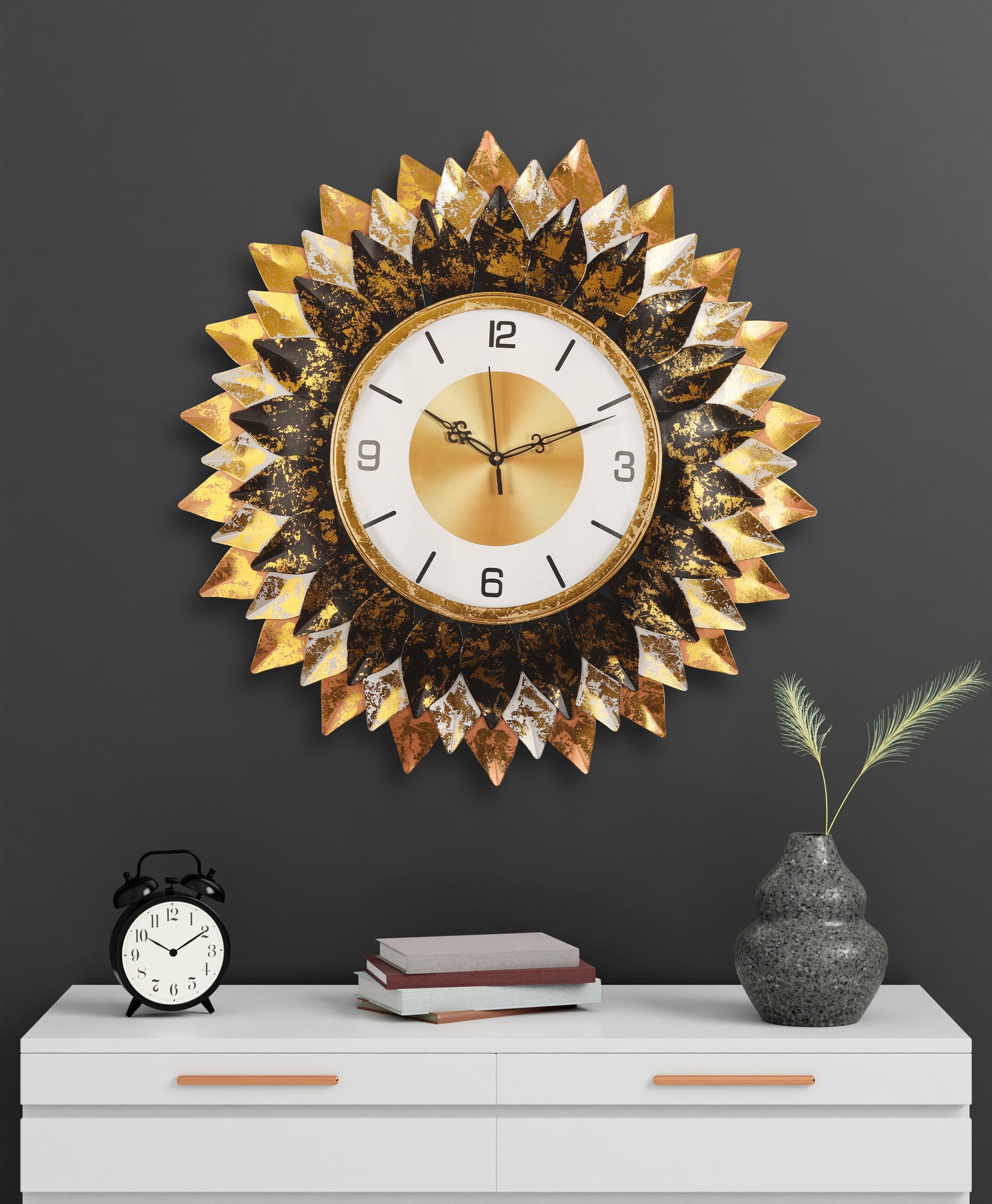 Floral Symphony Copper Wall Clock