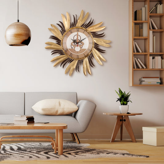 Radiant Leaf Gear Wall Clock