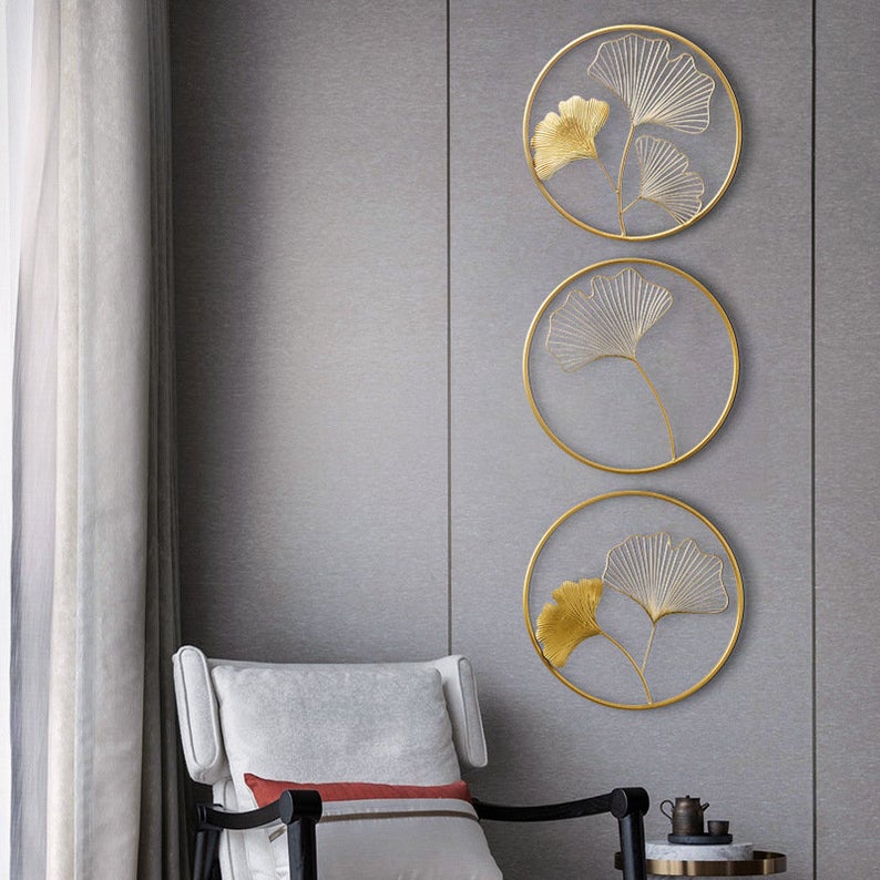 Wall Art - Ginkgo Gold Trio