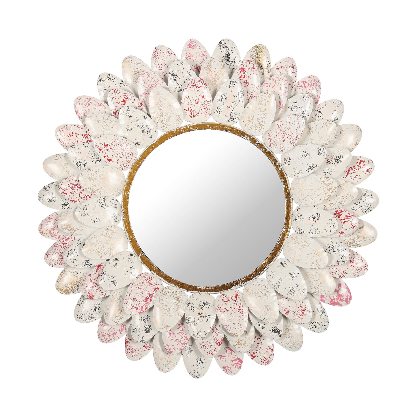 Ivory Petal Splendor Wall Mirror