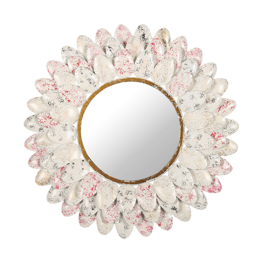 Ivory Petal Splendor Wall Mirror